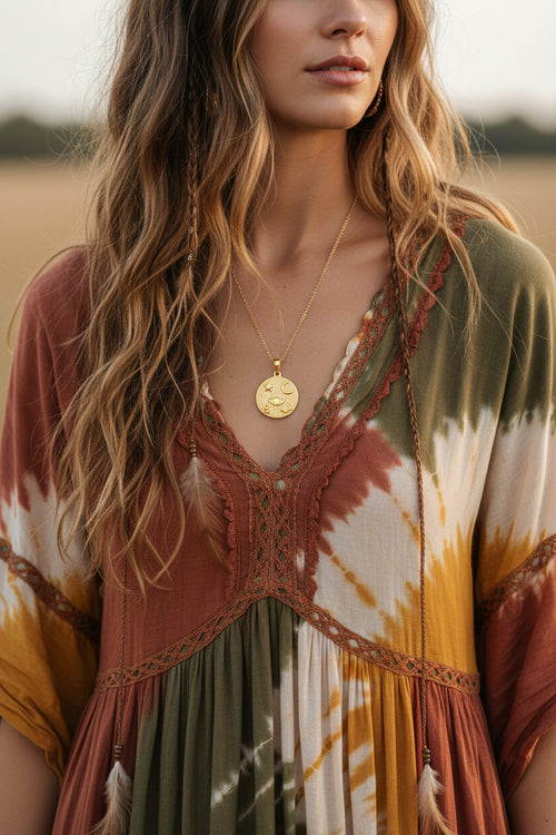 Evil Eye Gold Pendant Necklace - Celestial Protection