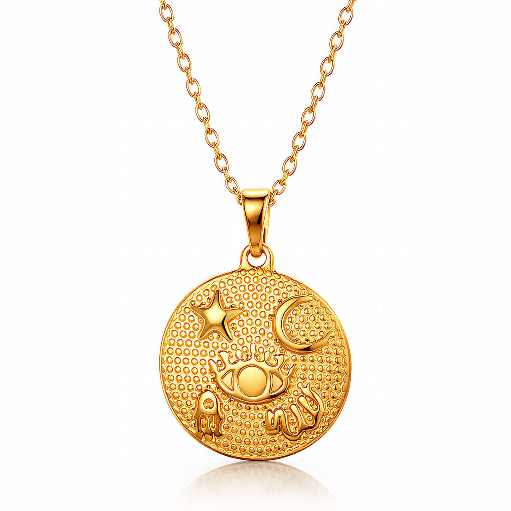 Evil Eye Gold Pendant Necklace - Celestial Protection