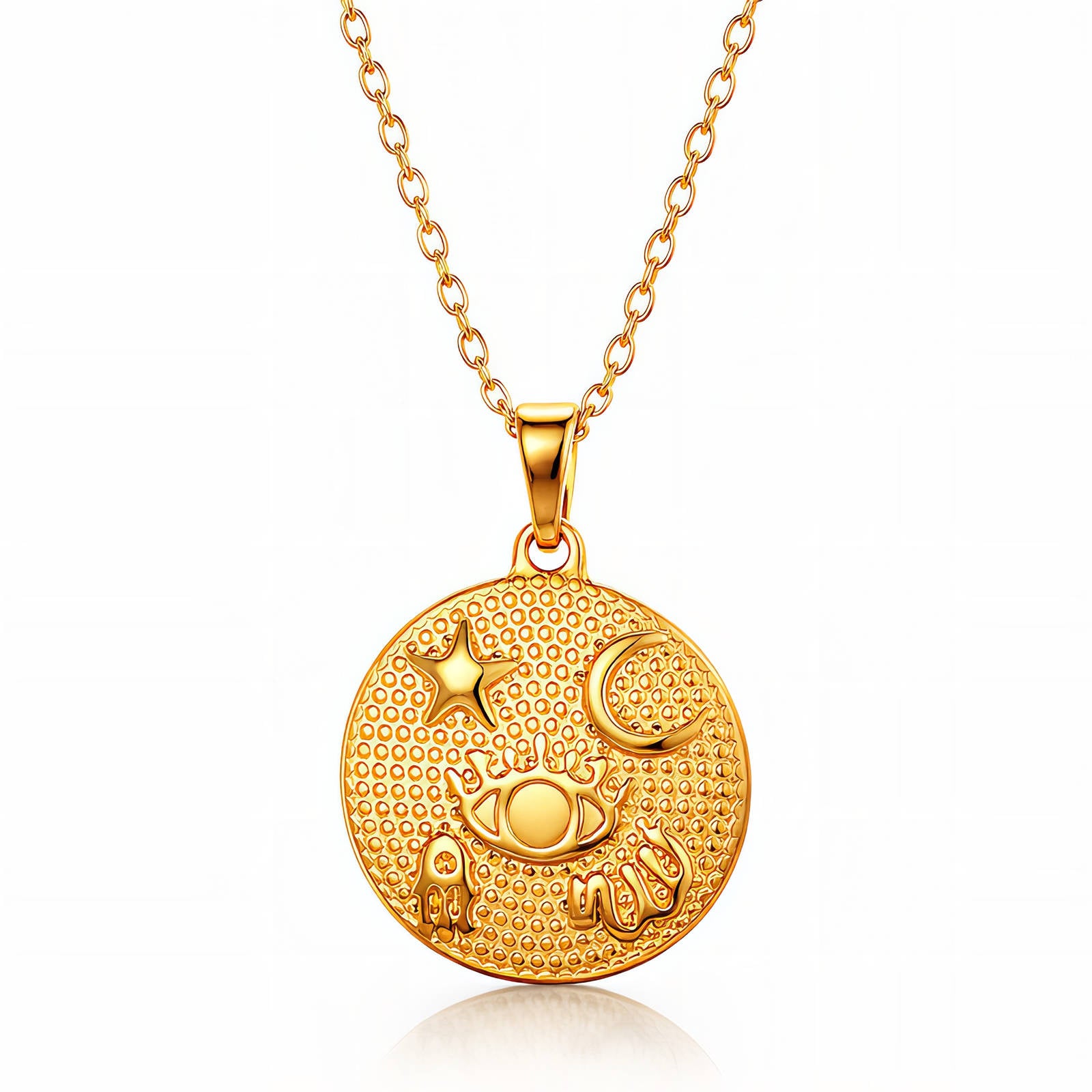 Evil Eye Gold Pendant Necklace - Celestial Protection