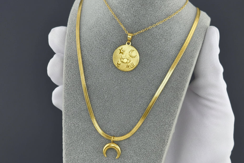 Evil Eye Gold Pendant Necklace - Celestial Protection