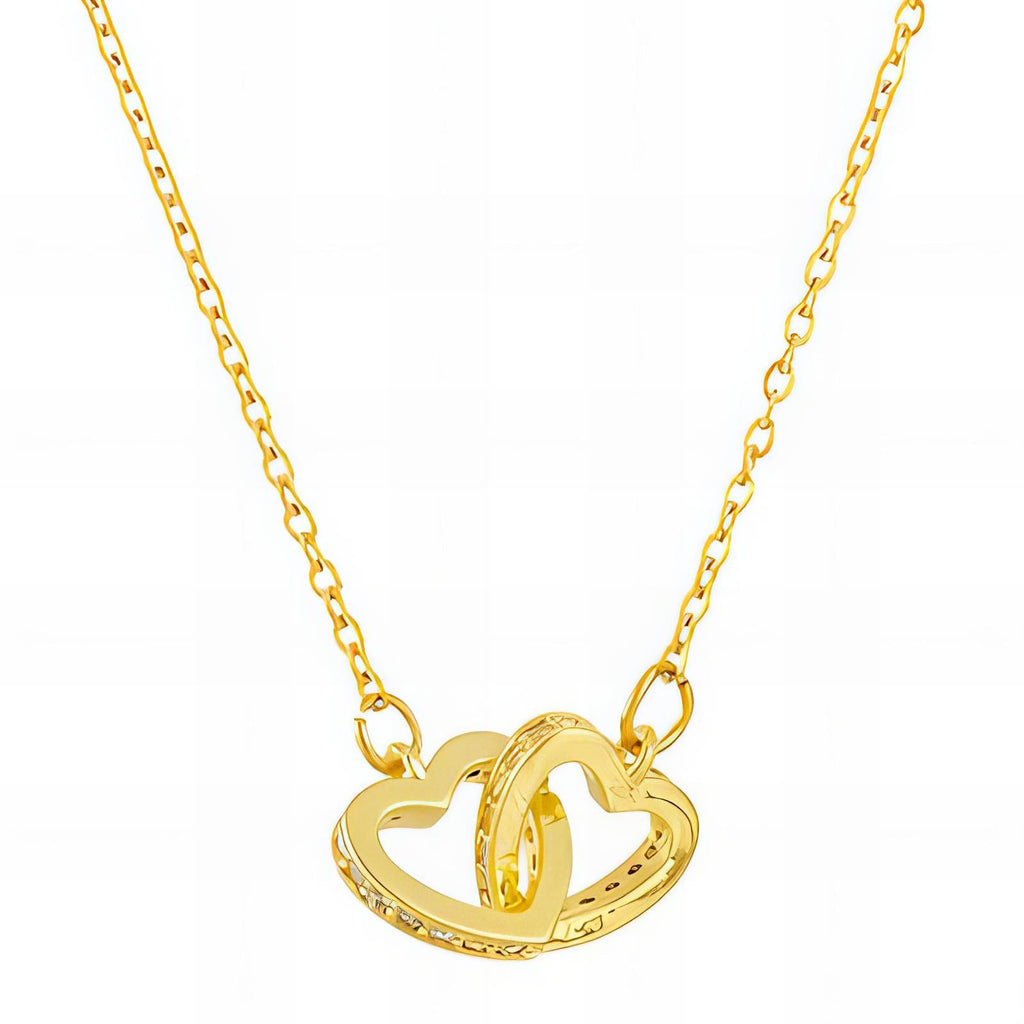 Gold Interlocking Hearts Necklace - Love Symbol Pendant