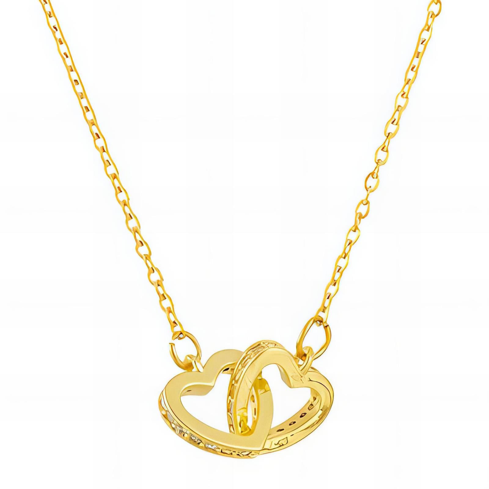 Gold Interlocking Hearts Necklace - Love Symbol Pendant
