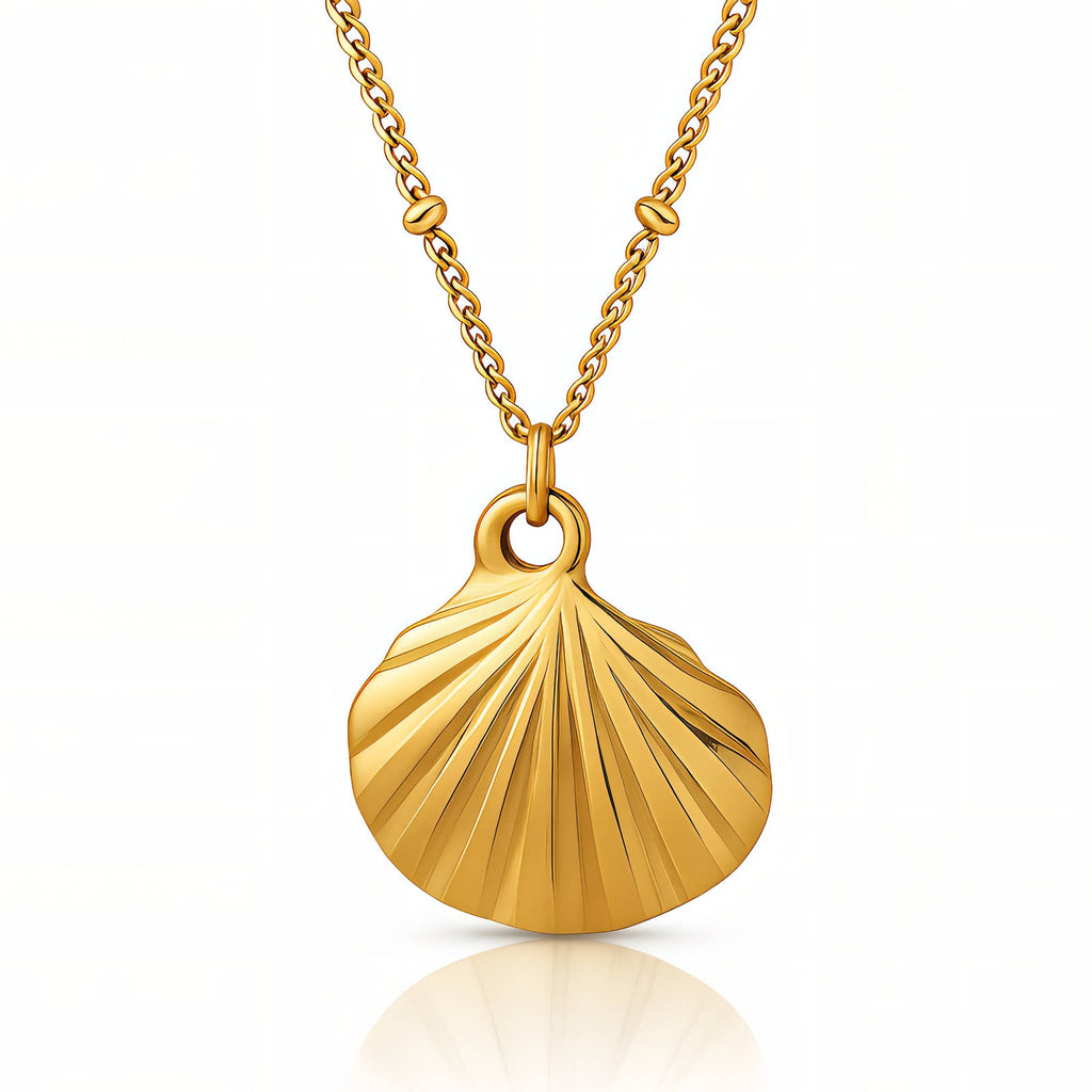 Gold Seashell Necklace - Coastal Charm Pendant