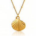 Gold Seashell Necklace - Coastal Charm Pendant