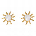 White Sun Stud Earrings - Radiant Gold